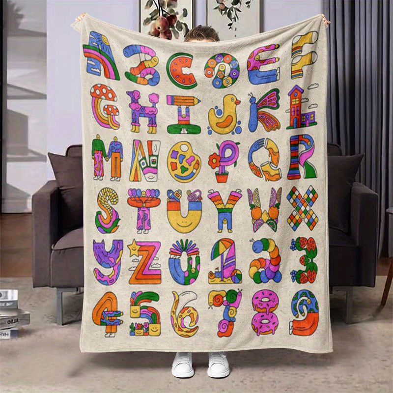Kid Education - Alphabet Fun Learning Blanket Reversible Flannel