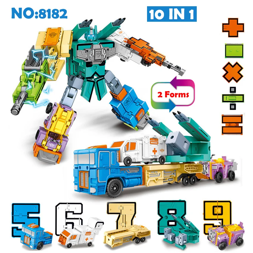 Lego Set City - 10Pcs Transformation Number Robot Deformation Figures